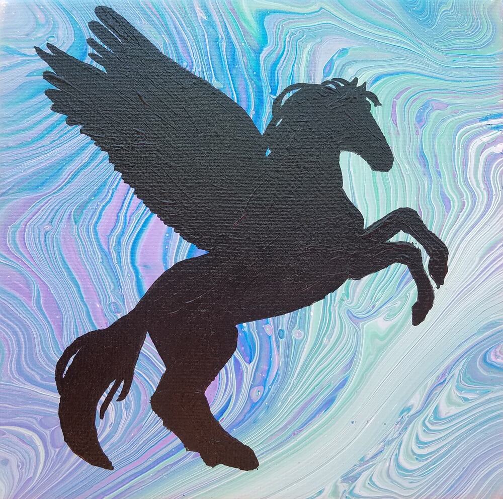 "Pegasus Silhouette" Art Print from my Original Work 8" x 8" Acid Free Stock